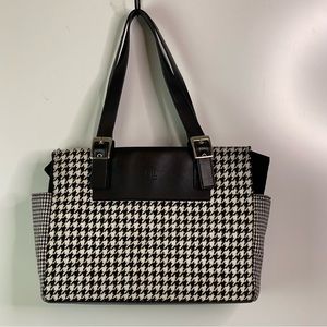 Ralph Lauren Black and White Hounds Tooth Shoulder Bag